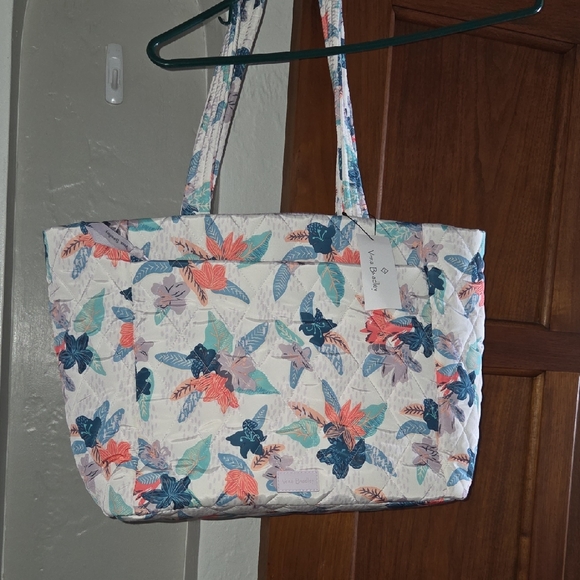 Vera Bradley Handbags - Vera Bradley Tropical Floral Tote - Blue, Pink, Cream. Purple Inside. Strap.